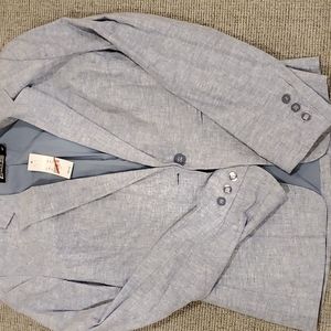 NWT New York & Co Size 2 Jacket light Blue peppered with white & Navy specs
